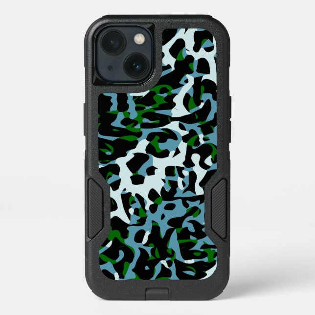 Blue Green White Cheetah Abstract Otterbox iPhone Case (Back)