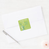 Blue Green White Floral 1.5" Wedding Favor Sticker (Envelope)