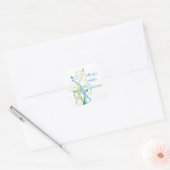 Blue Green White Floral 1.5" Wedding Sticker (Envelope)