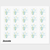 Blue Green White Floral 1.5" Wedding Sticker (Sheet)