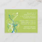 Blue Green White Floral Reception Enclosure Card (Back)