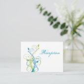 Blue Green White Floral Reception Enclosure Card (Standing Front)