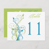 Blue Green White Floral Table Number Postcard (Front/Back)