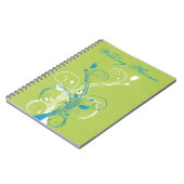 Blue Green White Floral Wedding Planner Notebook (Left Side)