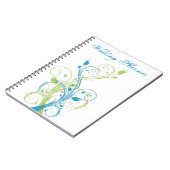 Blue Green White Floral Wedding Planner Notebook (Left Side)