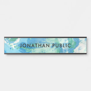 Blue Green White Marble Look Modern Abstract Door Sign