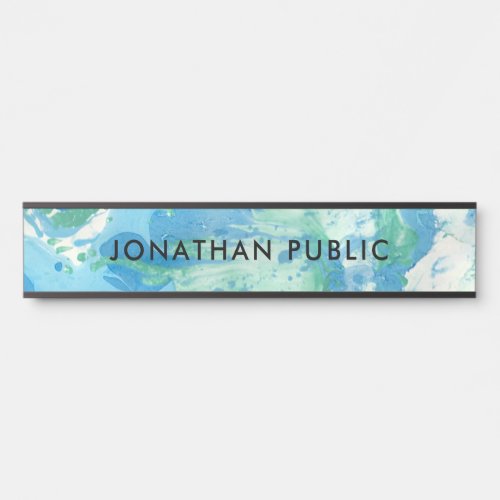 Blue Green White Marble Look Modern Abstract Door Sign