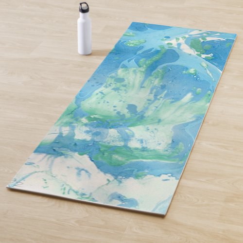 Blue Green White Modern Abstract Design Template Yoga Mat