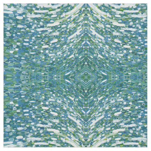 Blue Green & White Nautical Coastal Fabric 'Belize