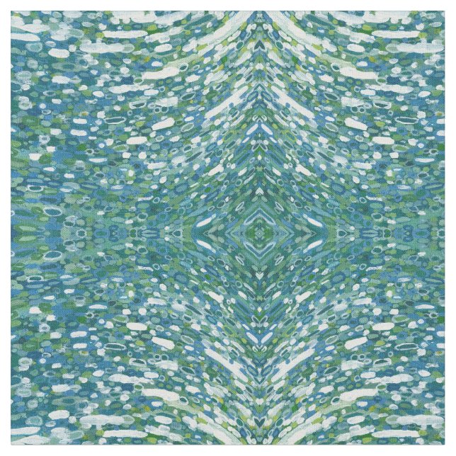 Blue Green & White Nautical Coastal Fabric 'Belize (Close Up)