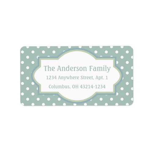 Blue Green  White Polka Dot Return Address Labels