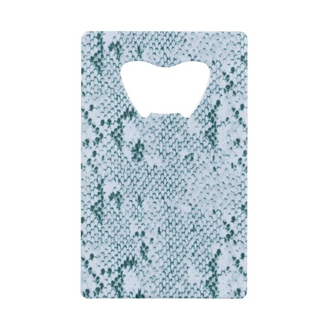 Blue Green White Snake Skin Credit Card Bottle Opener (Front)