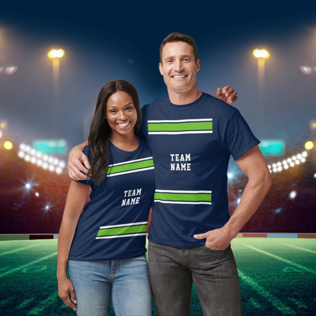 Blue Green White Sports Jersey Team Name Unisex T-Shirt (Blue Green White Sports Jersey Team Name Unisex T-Shirt)