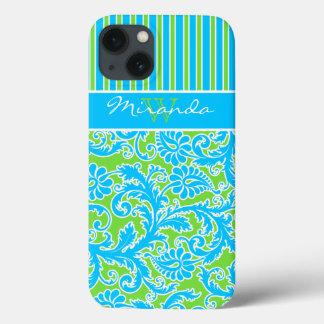 Blue, Green, White Striped Damask 2 iPad Air Case