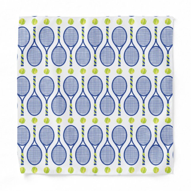 💙🎾blue, green, white tennis🎾 pattern  bandana (Front)