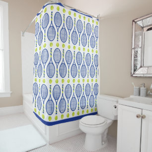 💙🎾blue, green, white tennis🎾 shower curtain