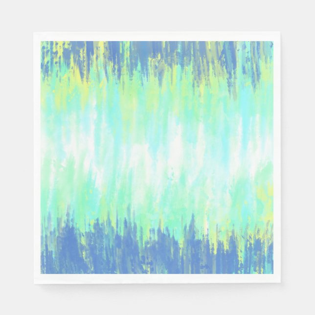 Blue Green White Tie Dye  Napkins (Front)