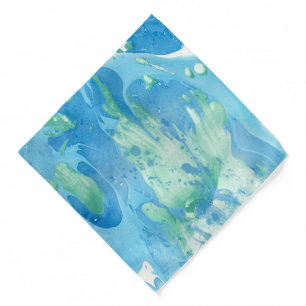 Blue Green White Trendy Modern Abstract Template Bandana