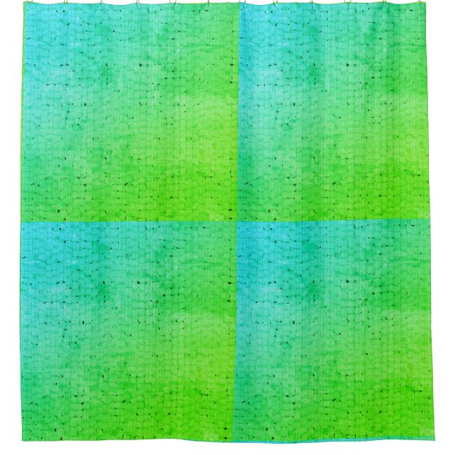 blue green wicker weave shower curtain (Front)