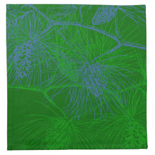 Blue Green Winter Holiday Pine Cloth Napkin