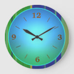 Blue Green With  Bright Aqua Centre Large Clock at Zazzle