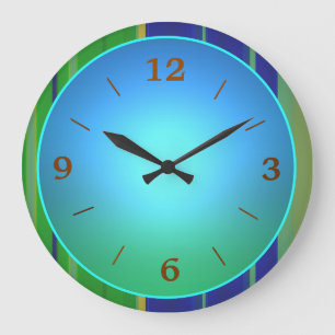 Blue Green with Bright Aqua Centre Large Clock