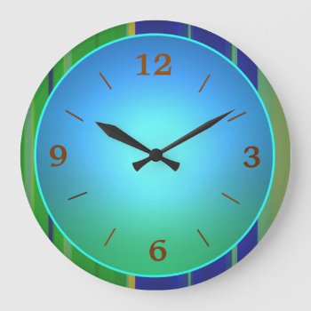 Blue Green With  Bright Aqua Centre Large Clock by orientcourt at Zazzle
