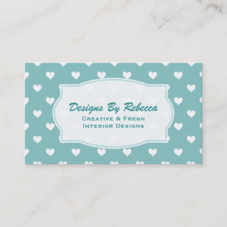 Blue, Green With White Heart Business Cards