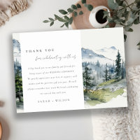 Blue Green Woods Mountain Landscape Sketch Wedding