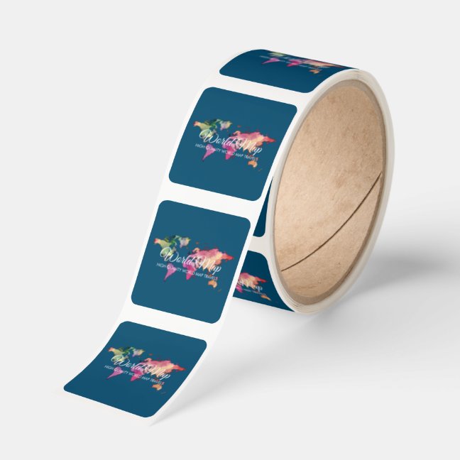 Blue Green World Map Square Sticker