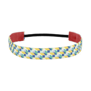 Blue Green Yellow Abstract Geometric Pattern Athletic Headband