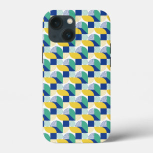 Blue Green Yellow Abstract Geometric Pattern iPhone 13 Mini Case