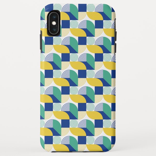 Blue Green Yellow Abstract Geometric Pattern Case-Mate iPhone Case (Back)