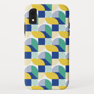 Blue Green Yellow Abstract Geometric Pattern iPhone XR Case