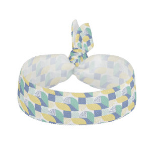 Blue Green Yellow Abstract Geometric Pattern Elastic Hair Tie