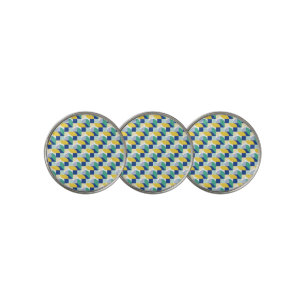 Blue Green Yellow Abstract Geometric Pattern Golf Ball Marker