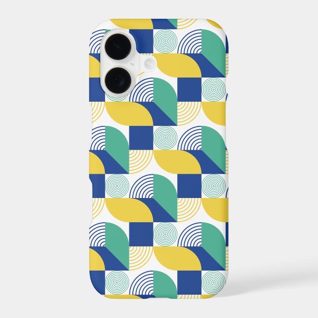 Blue Green Yellow Abstract Geometric Pattern Iphone Case (Back)