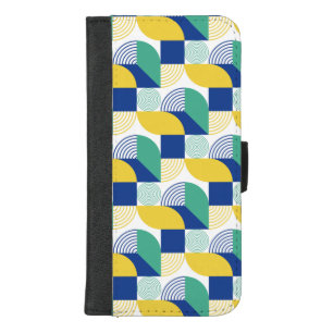 Blue Green Yellow Abstract Geometric Pattern iPhone 8/7 Plus Wallet Case