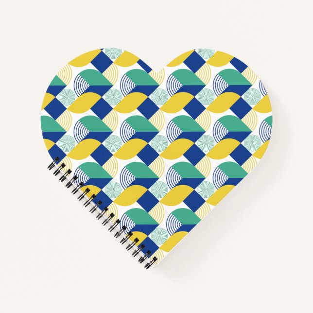 Blue Green Yellow Abstract Geometric Pattern Notebook (Front)