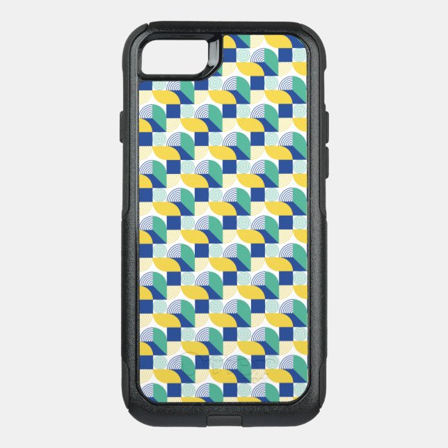 Blue Green Yellow Abstract Geometric Pattern Otterbox iPhone Case (Back)