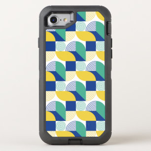 Blue Green Yellow Abstract Geometric Pattern OtterBox Defender iPhone SE/8/7 Case