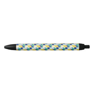 Blue Green Yellow Abstract Geometric Pattern Pen