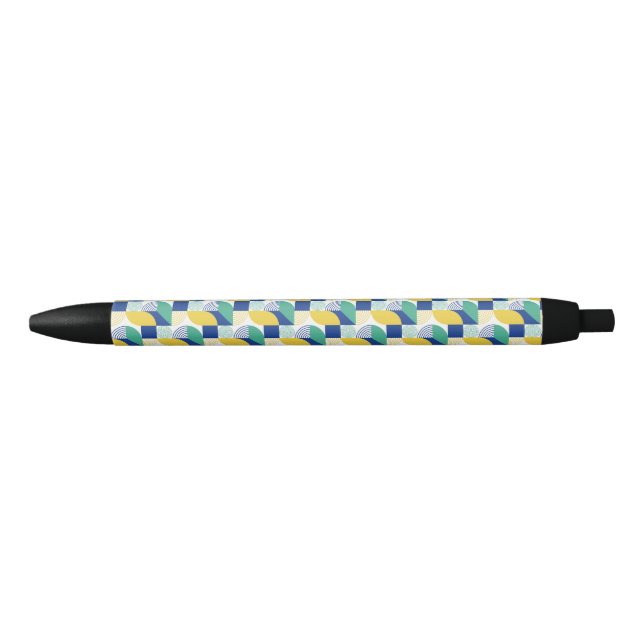 Blue Green Yellow Abstract Geometric Pattern Pen (Front)