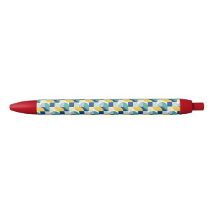 Blue Green Yellow Abstract Geometric Pattern Pen