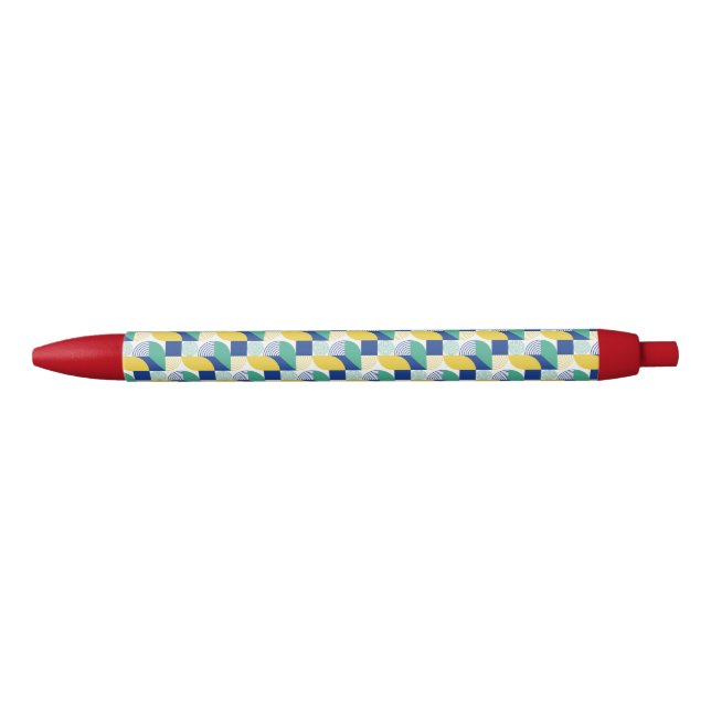 Blue Green Yellow Abstract Geometric Pattern Pen (Front)