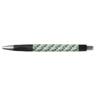 Blue Green Yellow Abstract Geometric Pattern Pen