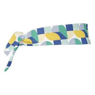 Blue Green Yellow Abstract Geometric Pattern Tie Headband