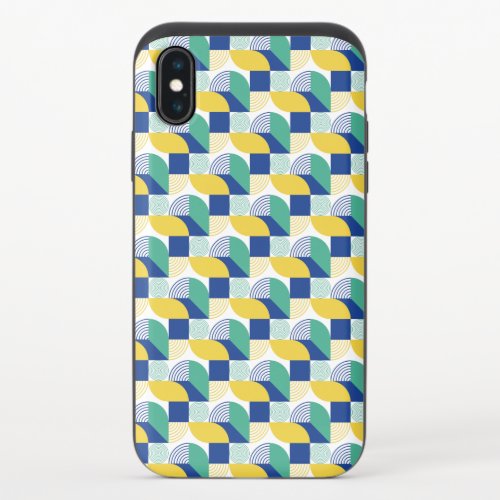 Blue Green Yellow Abstract Geometric Pattern iPhone X Slider Case