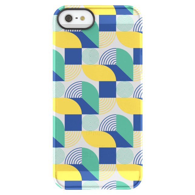 Blue Green Yellow Abstract Geometric Pattern Uncommon iPhone Case (Back)