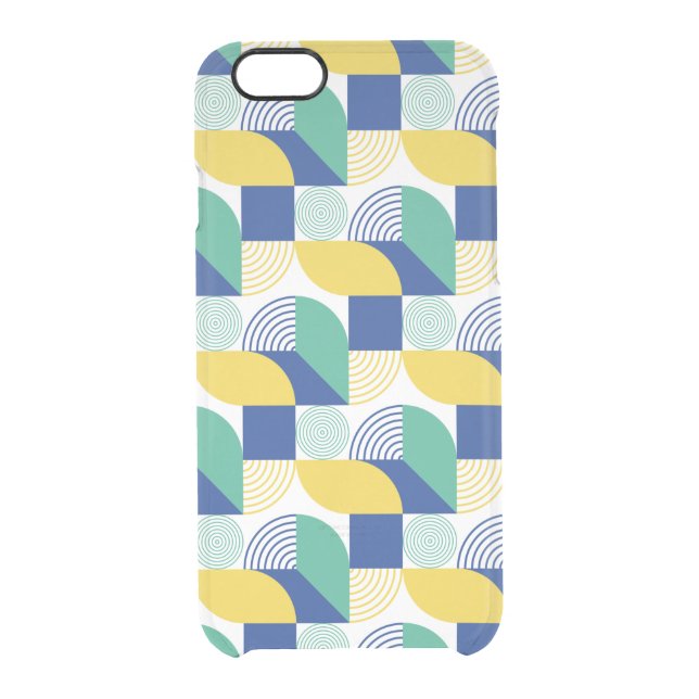 Blue Green Yellow Abstract Geometric Pattern Uncommon iPhone Case (Back)